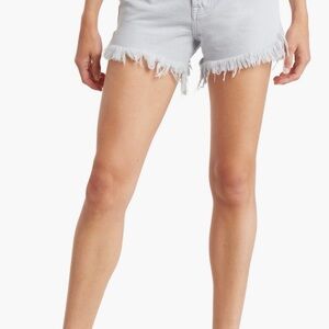 7 for All Mankind White Frayed Hem Denim Shorts